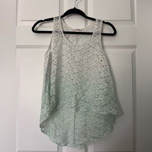 Boutique Timing White Green Ombré Eyelet top